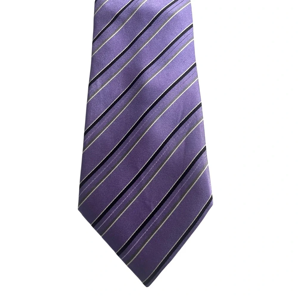 Donald J Trump Signature Collection Tie Purple Striped Silk Business Presidental